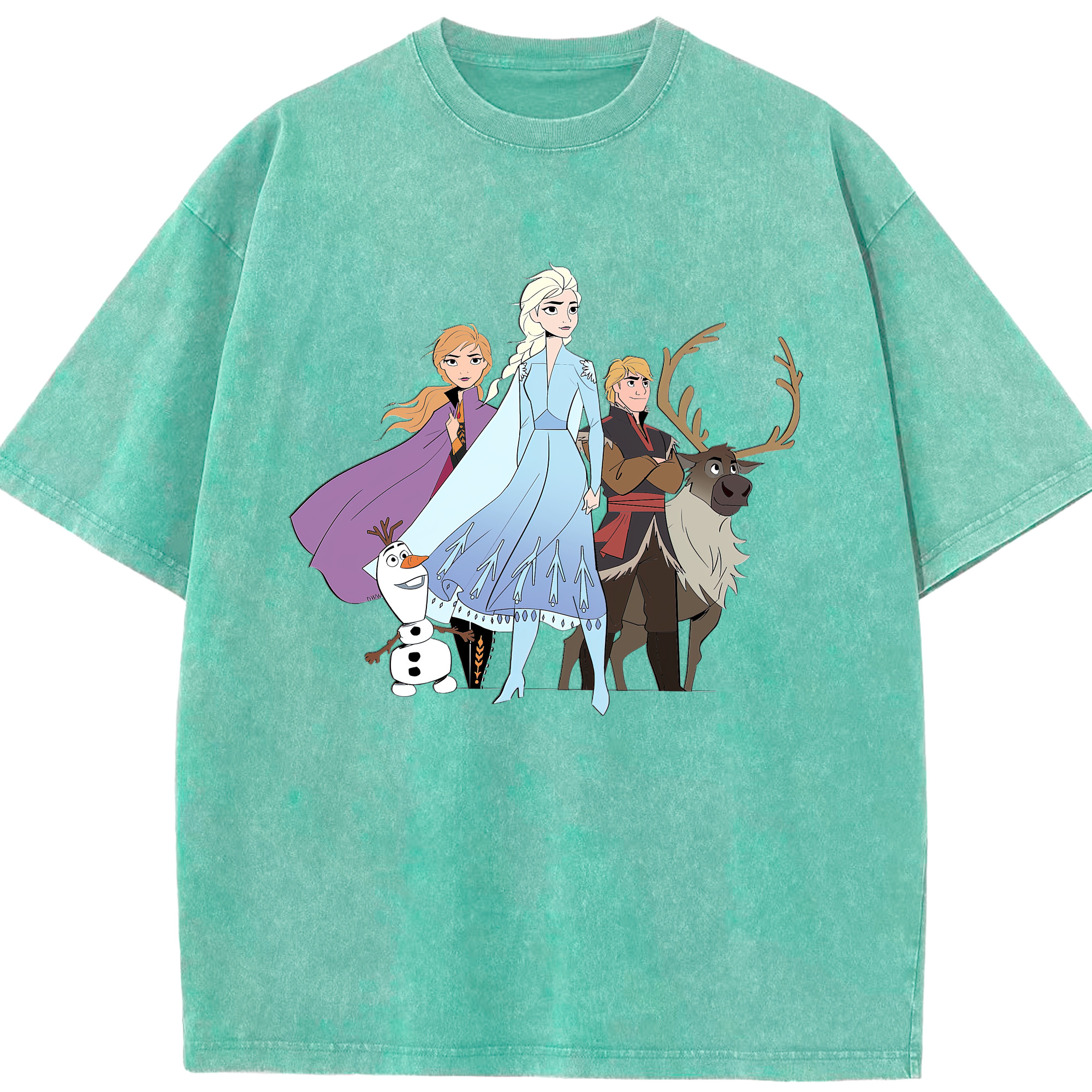 （画像用） アナと雪の女王 アンナ エルサ Frozen Anna Elsa 綿100% ヴィンテージ風 半袖Tシャツ（フロントプリント）